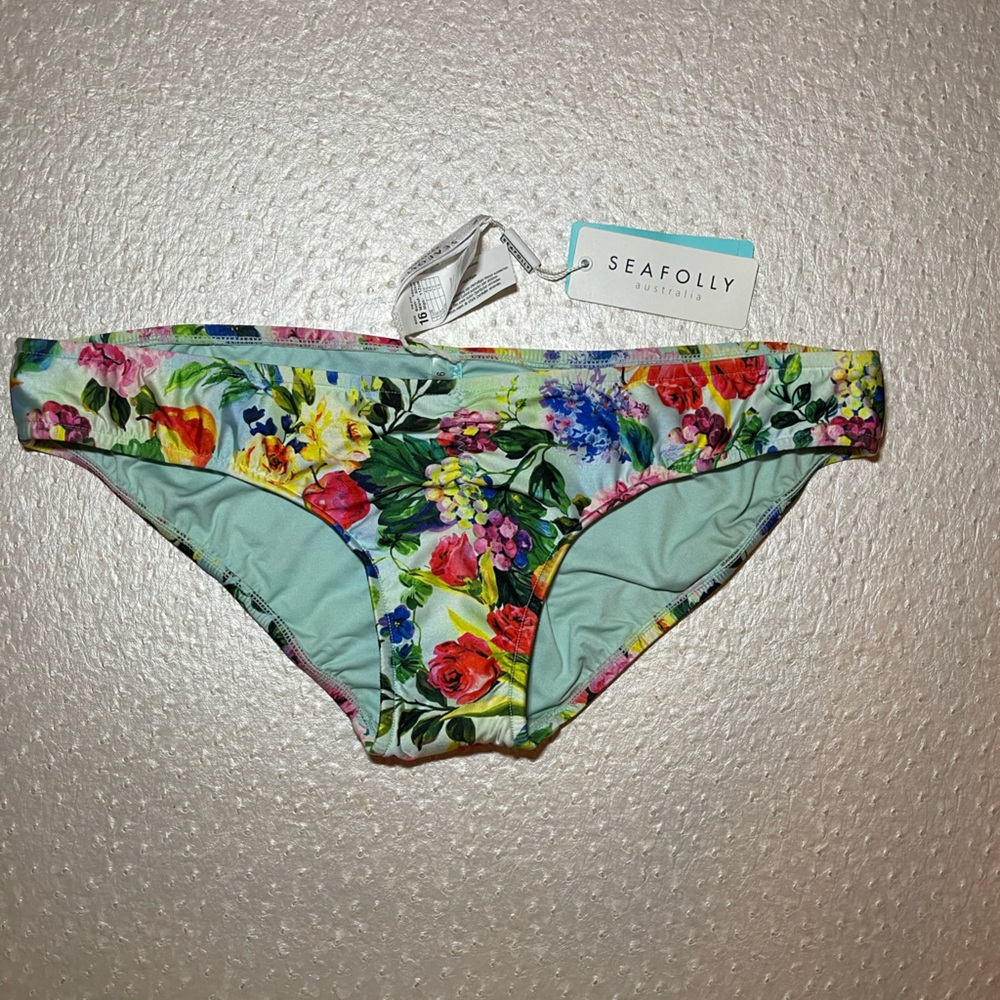 NWT Seafolly Summer Garden Sweetheart Hipster Bottoms Size US 12 Floral Ruched - Picture 5 of 10